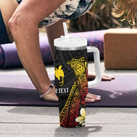 Personalized Papua New Guinea Tumbler With Handle Kundu Drum Carving Motifs