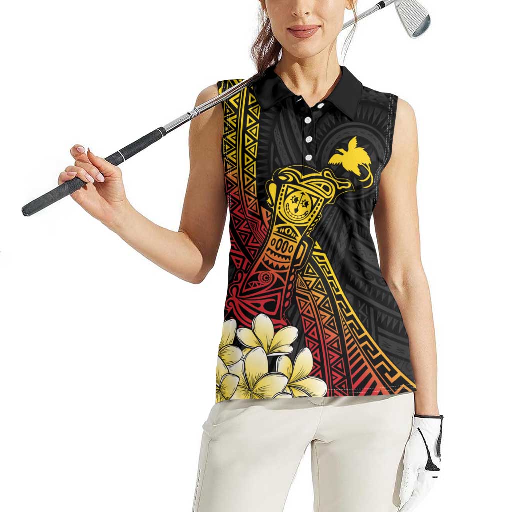 Personalized Papua New Guinea Women Sleeveless Polo Shirt Kundu Drum Carving Motifs LT7 - Polynesian Pride
