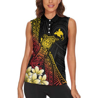 Personalized Papua New Guinea Women Sleeveless Polo Shirt Kundu Drum Carving Motifs LT7 - Polynesian Pride