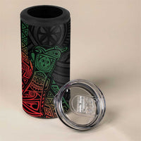 Personalized Papua New Guinea 4 in 1 Can Cooler Tumbler Kundu Drum Motifs - Sepik Colors LT7 - Polynesian Pride
