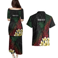 Personalized Papua New Guinea Couples Matching Puletasi and Hawaiian Shirt Kundu Drum Motifs - Sepik Colors LT7 - Polynesian Pride