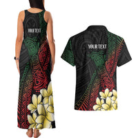 Personalized Papua New Guinea Couples Matching Tank Maxi Dress and Hawaiian Shirt Kundu Drum Motifs - Sepik Colors LT7 - Polynesian Pride
