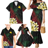 Personalized Papua New Guinea Family Matching Mermaid Dress and Hawaiian Shirt Kundu Drum Motifs - Sepik Colors LT7 - Polynesian Pride