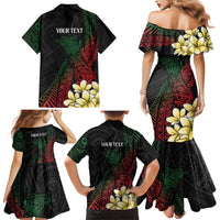 Personalized Papua New Guinea Family Matching Mermaid Dress and Hawaiian Shirt Kundu Drum Motifs - Sepik Colors LT7 - Polynesian Pride
