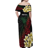 Personalized Papua New Guinea Family Matching Off Shoulder Maxi Dress and Hawaiian Shirt Kundu Drum Motifs - Sepik Colors LT7 - Polynesian Pride