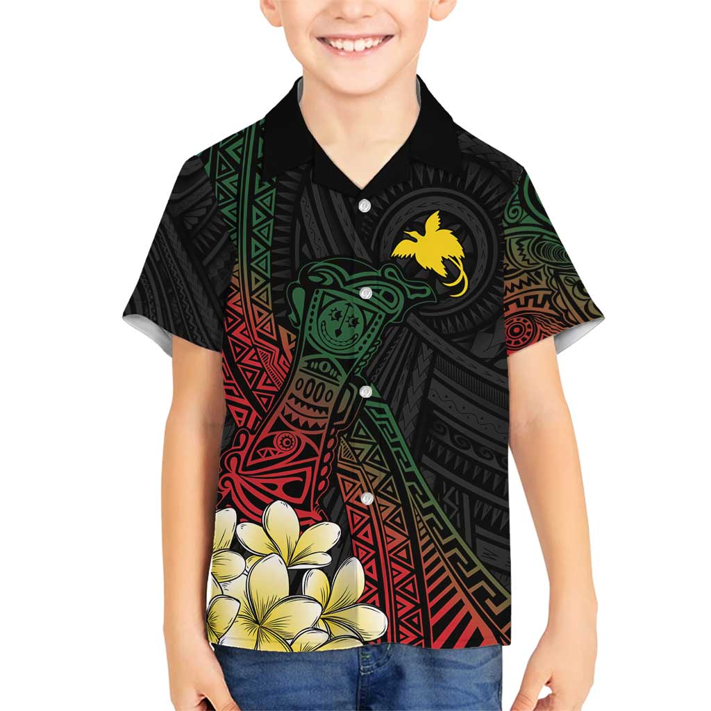 Personalized Papua New Guinea Family Matching Off Shoulder Short Dress and Hawaiian Shirt Kundu Drum Motifs - Sepik Colors LT7 Son's Shirt Black - Polynesian Pride