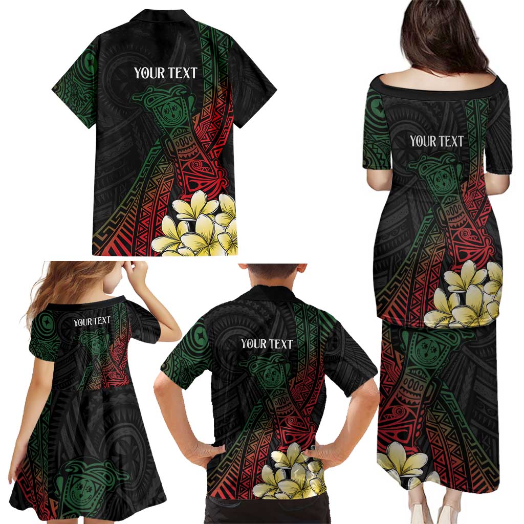 Personalized Papua New Guinea Family Matching Puletasi and Hawaiian Shirt Kundu Drum Motifs - Sepik Colors LT7 - Polynesian Pride