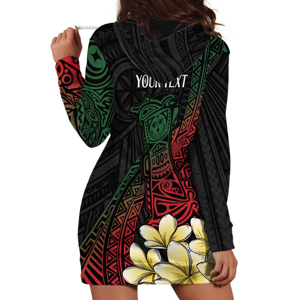 Personalized Papua New Guinea Hoodie Dress Kundu Drum Motifs - Sepik Colors LT7 - Polynesian Pride