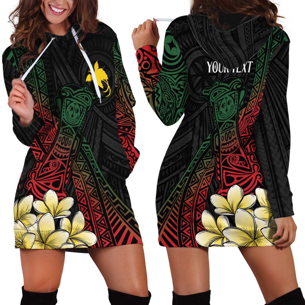 Personalized Papua New Guinea Hoodie Dress Kundu Drum Motifs - Sepik Colors LT7 - Polynesian Pride