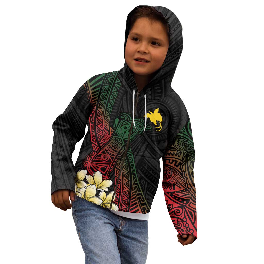 Personalized Papua New Guinea Kid Hoodie Kundu Drum Motifs - Sepik Colors