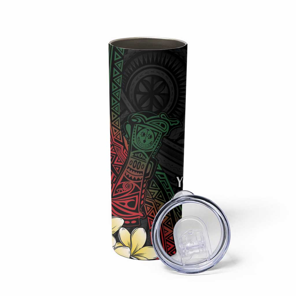 Personalized Papua New Guinea Skinny Tumbler Kundu Drum Motifs - Sepik Colors LT7 - Polynesian Pride