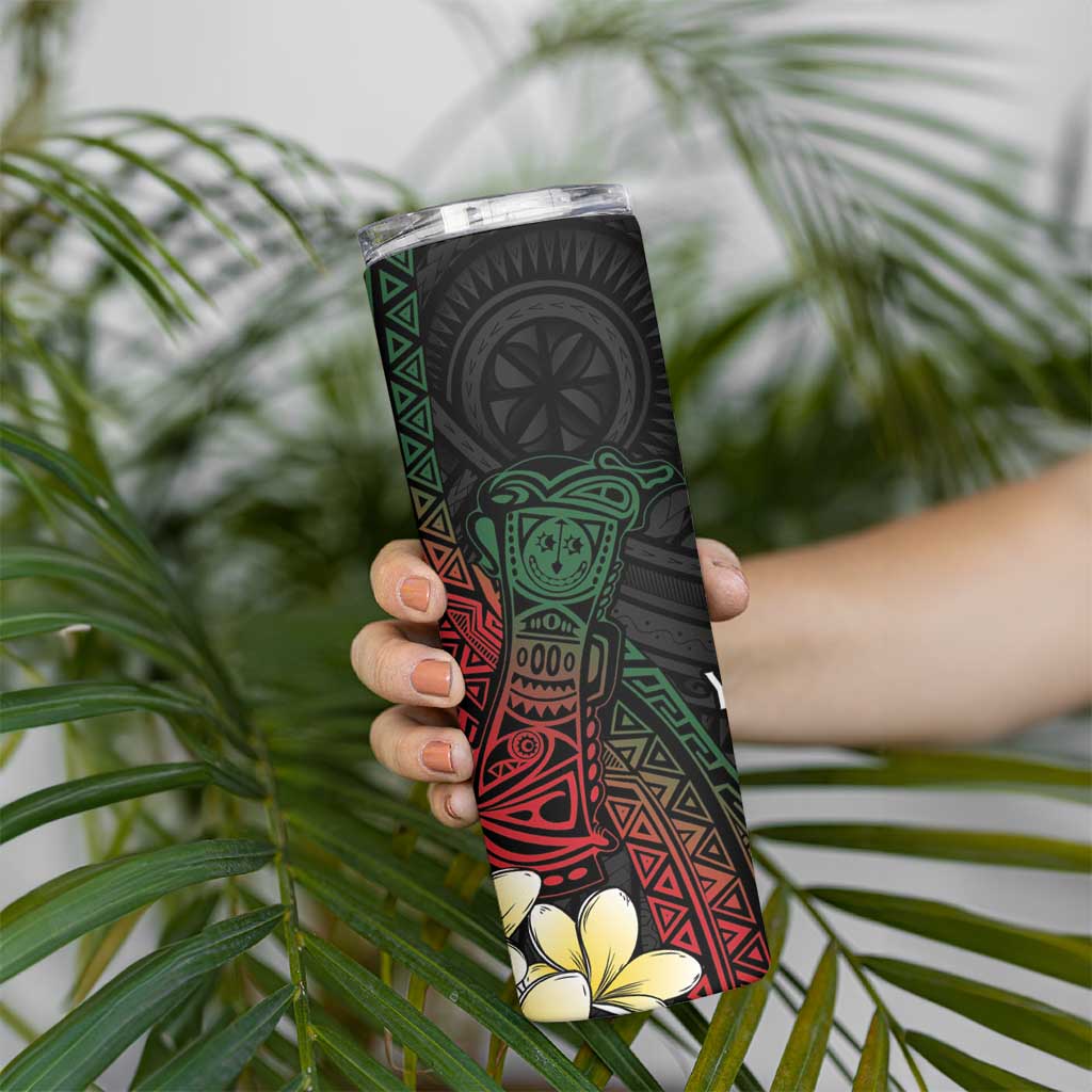 Personalized Papua New Guinea Skinny Tumbler Kundu Drum Motifs - Sepik Colors LT7 - Polynesian Pride