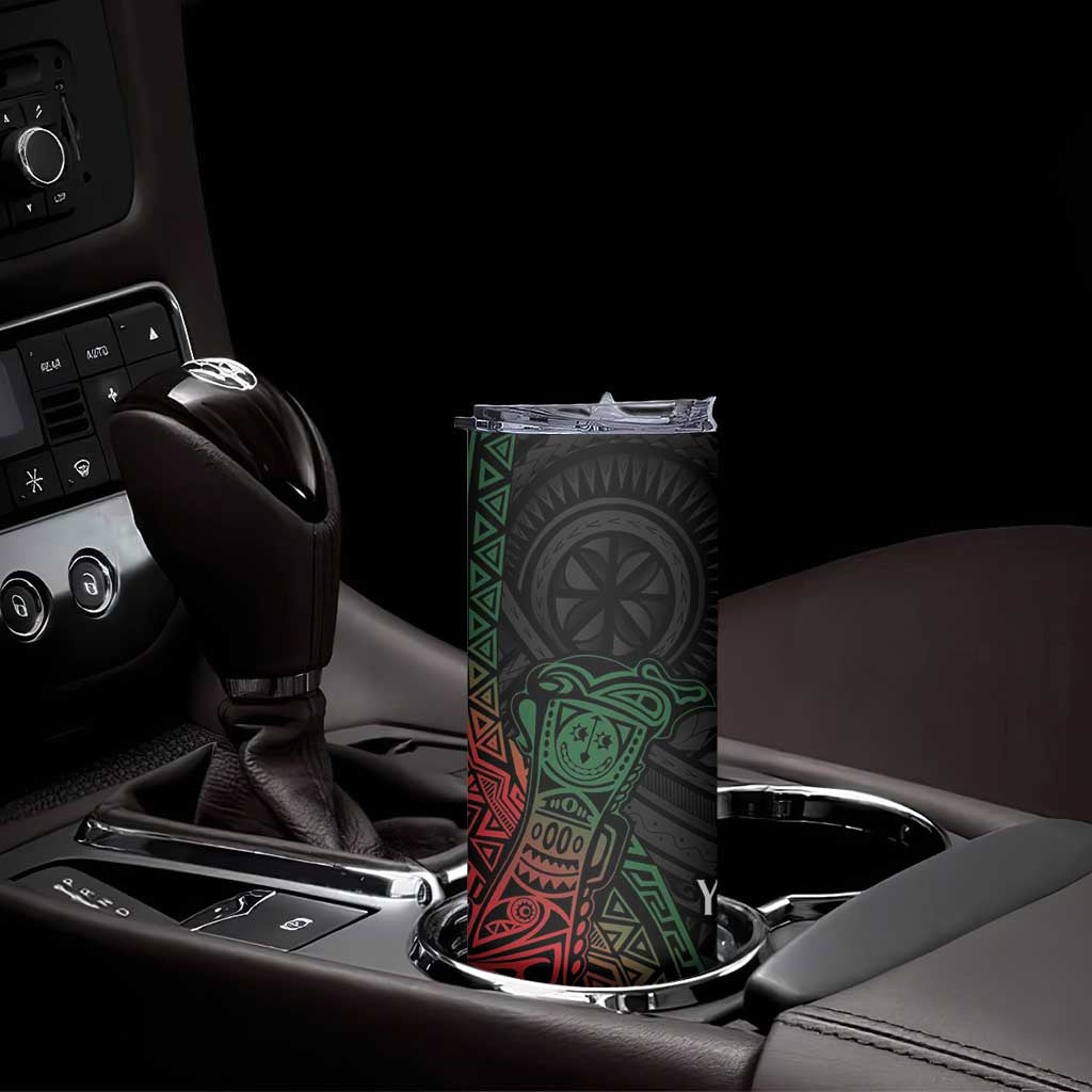 Personalized Papua New Guinea Skinny Tumbler Kundu Drum Motifs - Sepik Colors LT7 - Polynesian Pride