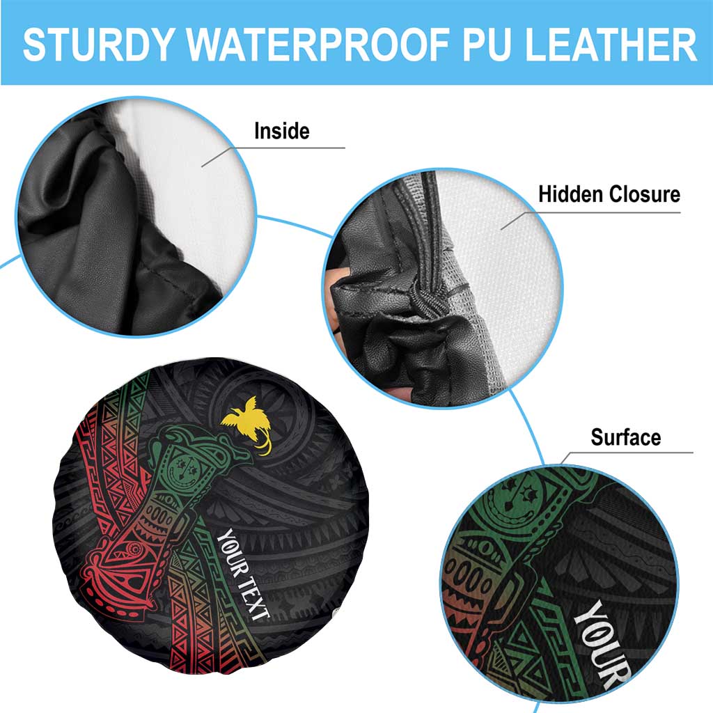 Personalized Papua New Guinea Spare Tire Cover Kundu Drum Motifs - Sepik Colors