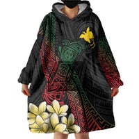 Personalized Papua New Guinea Wearable Blanket Hoodie Kundu Drum Motifs - Sepik Colors LT7 - Polynesian Pride