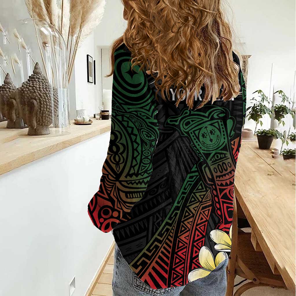 Personalized Papua New Guinea Women Casual Shirt Kundu Drum Motifs - Sepik Colors LT7 - Polynesian Pride
