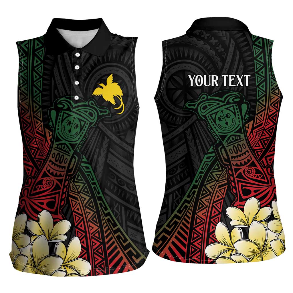 Personalized Papua New Guinea Women Sleeveless Polo Shirt Kundu Drum Motifs - Sepik Colors LT7 - Polynesian Pride