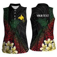 Personalized Papua New Guinea Women Sleeveless Polo Shirt Kundu Drum Motifs - Sepik Colors LT7 - Polynesian Pride