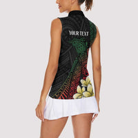 Personalized Papua New Guinea Women Sleeveless Polo Shirt Kundu Drum Motifs - Sepik Colors LT7 - Polynesian Pride