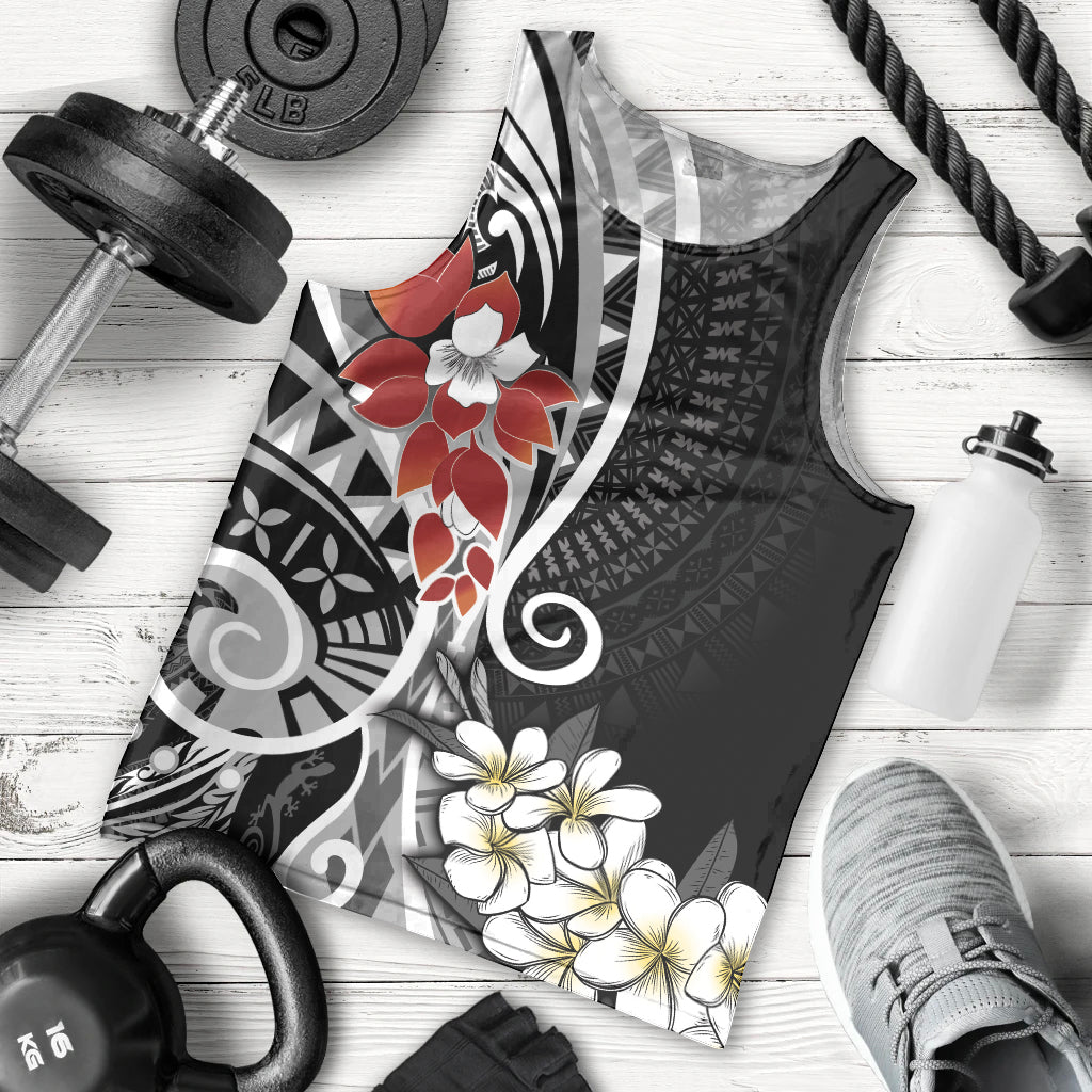 Bula Fiji Tagimaucia Mix Plumeria Masi Tapa Men Tank Top Black LT7 - Polynesian Pride