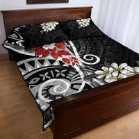 Bula Fiji Tagimaucia Mix Plumeria Masi Tapa Quilt Bed Set Black