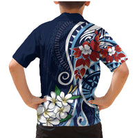 Bula Fiji Tagimaucia Mix Plumeria Masi Tapa Family Matching Mermaid Dress and Hawaiian Shirt Blue LT7 - Polynesian Pride