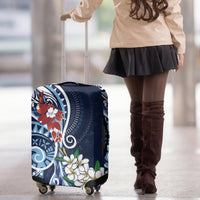 Bula Fiji Tagimaucia Mix Plumeria Masi Tapa Luggage Cover Blue
