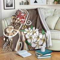 Bula Fiji Tagimaucia Mix Plumeria Masi Tapa Blanket Brown LT7 Brown - Polynesian Pride