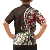 Bula Fiji Tagimaucia Mix Plumeria Masi Tapa Family Matching Summer Maxi Dress and Hawaiian Shirt Brown LT7 - Polynesian Pride