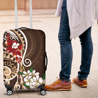 Bula Fiji Tagimaucia Mix Plumeria Masi Tapa Luggage Cover Brown
