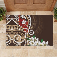 Bula Fiji Tagimaucia Mix Plumeria Masi Tapa Rubber Doormat Brown