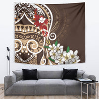 Bula Fiji Tagimaucia Mix Plumeria Masi Tapa Tapestry Brown LT7 Brown - Polynesian Pride