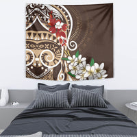 Bula Fiji Tagimaucia Mix Plumeria Masi Tapa Tapestry Brown LT7 - Polynesian Pride