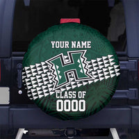 Hawaii Rainbow Warriors Alumni Custom Spare Tire Cover Kanaka Arrows Tropical Vibes LT7 No hole Green - Polynesian Pride