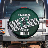 Hawaii Rainbow Warriors Alumni Custom Spare Tire Cover Kanaka Arrows Tropical Vibes LT7 Green - Polynesian Pride