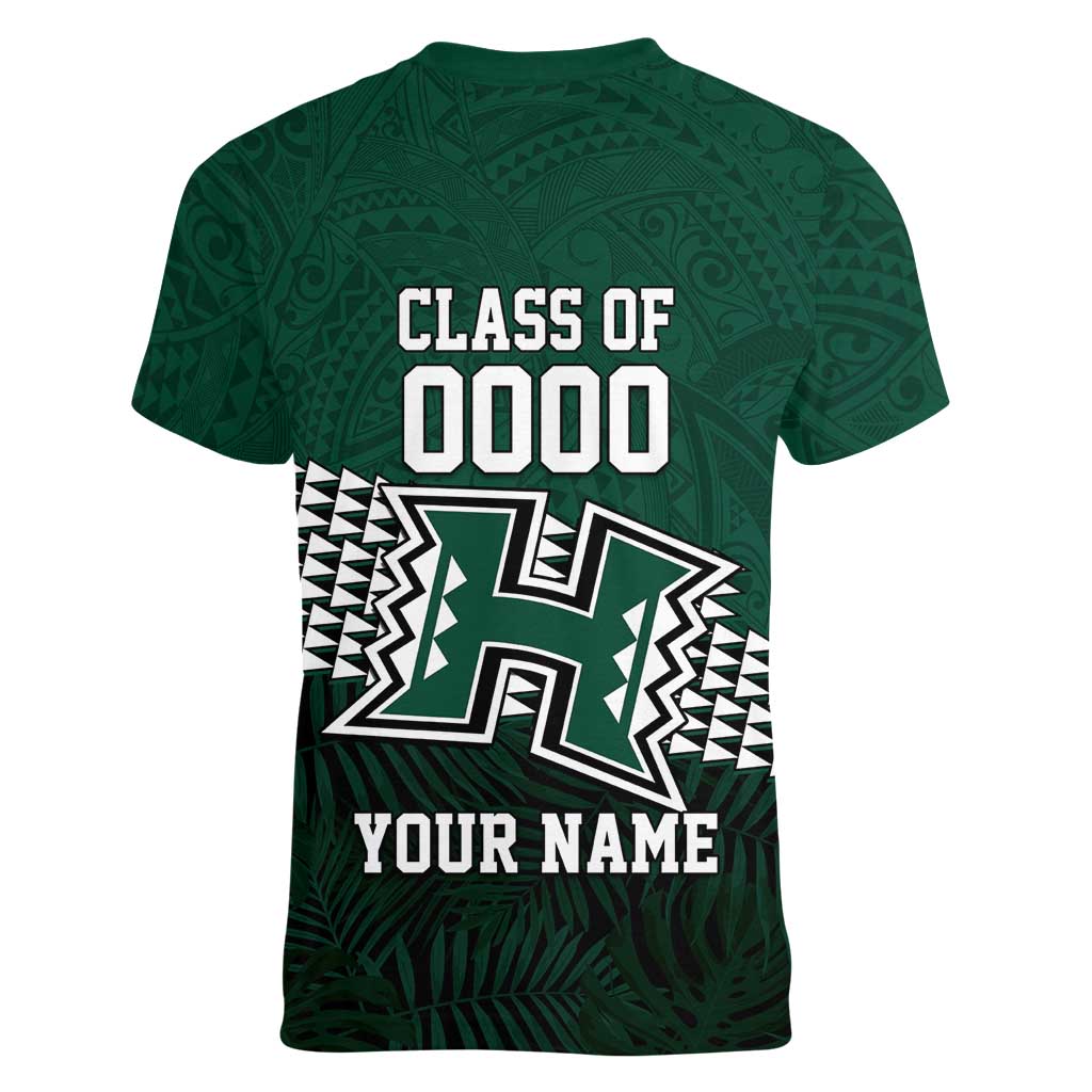 Hawaii Rainbow Warriors Alumni Custom Women V-Neck T-Shirt Kanaka Arrows Tropical Vibes