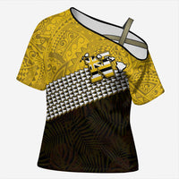 Hawaii Nanakuli High Alumni Custom Cross Shoulder Shirt Kanaka Arrows Tropical Vibes LT7 Female Yellow Black - Polynesian Pride