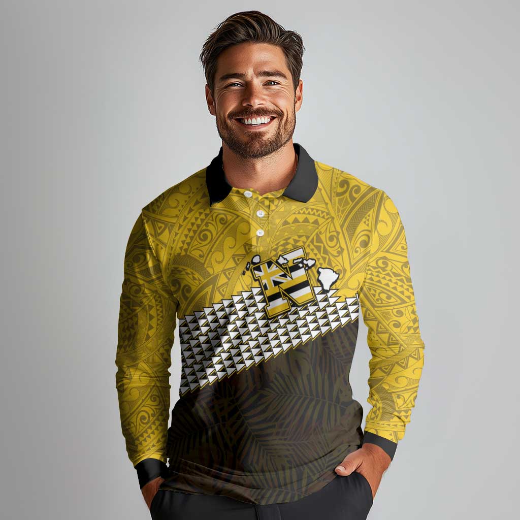 Hawaii Nanakuli High Alumni Custom Long Sleeve Polo Shirt Kanaka Arrows Tropical Vibes