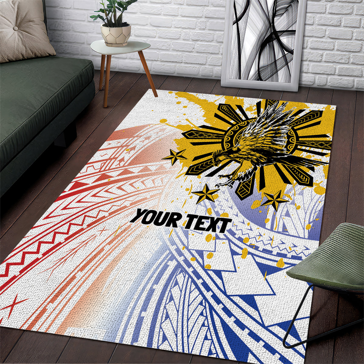 Philippines Independence Day Area Rug Eagle Mix Filipino Flag Tribal Style LT7 White - Polynesian Pride