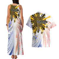 Philippines Independence Day Couples Matching Tank Maxi Dress and Hawaiian Shirt Eagle Mix Filipino Flag Tribal Style LT7 - Polynesian Pride