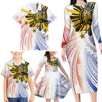 Philippines Independence Day Family Matching Long Sleeve Bodycon Dress and Hawaiian Shirt Eagle Mix Filipino Flag Tribal Style LT7 - Polynesian Pride