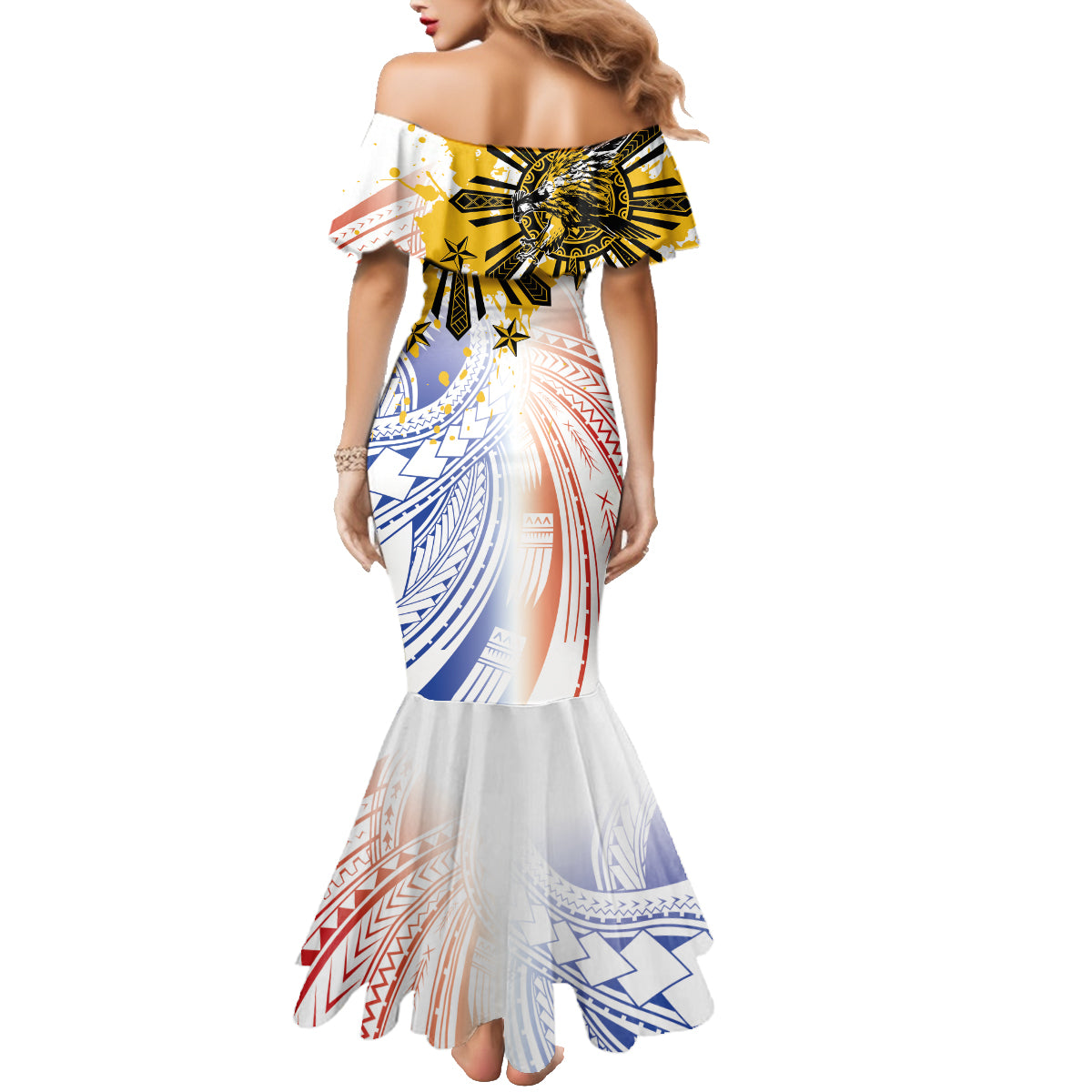 Philippines Independence Day Family Matching Mermaid Dress and Hawaiian Shirt Eagle Mix Filipino Flag Tribal Style LT7 - Polynesian Pride
