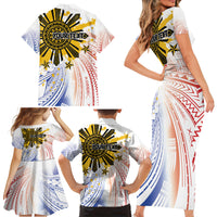 Philippines Independence Day Family Matching Short Sleeve Bodycon Dress and Hawaiian Shirt Eagle Mix Filipino Flag Tribal Style LT7 - Polynesian Pride