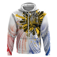 Philippines Independence Day Hoodie Eagle Mix Filipino Flag Tribal Style LT7 Zip Hoodie White - Polynesian Pride