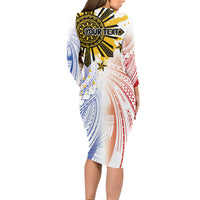 Philippines Independence Day Long Sleeve Bodycon Dress Eagle Mix Filipino Flag Tribal Style LT7 - Polynesian Pride