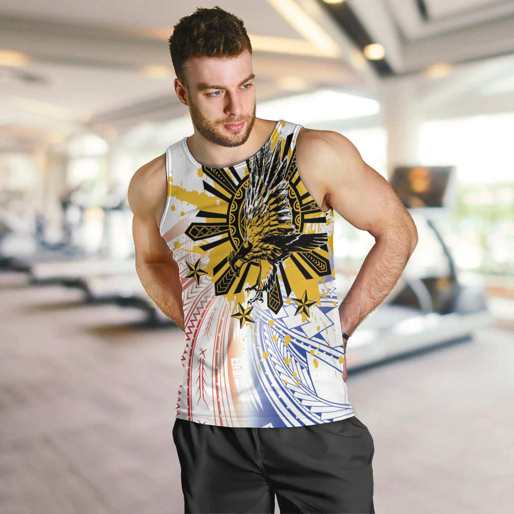 Philippines Independence Day Men Tank Top Eagle Mix Filipino Flag Tribal Style LT7 White - Polynesian Pride