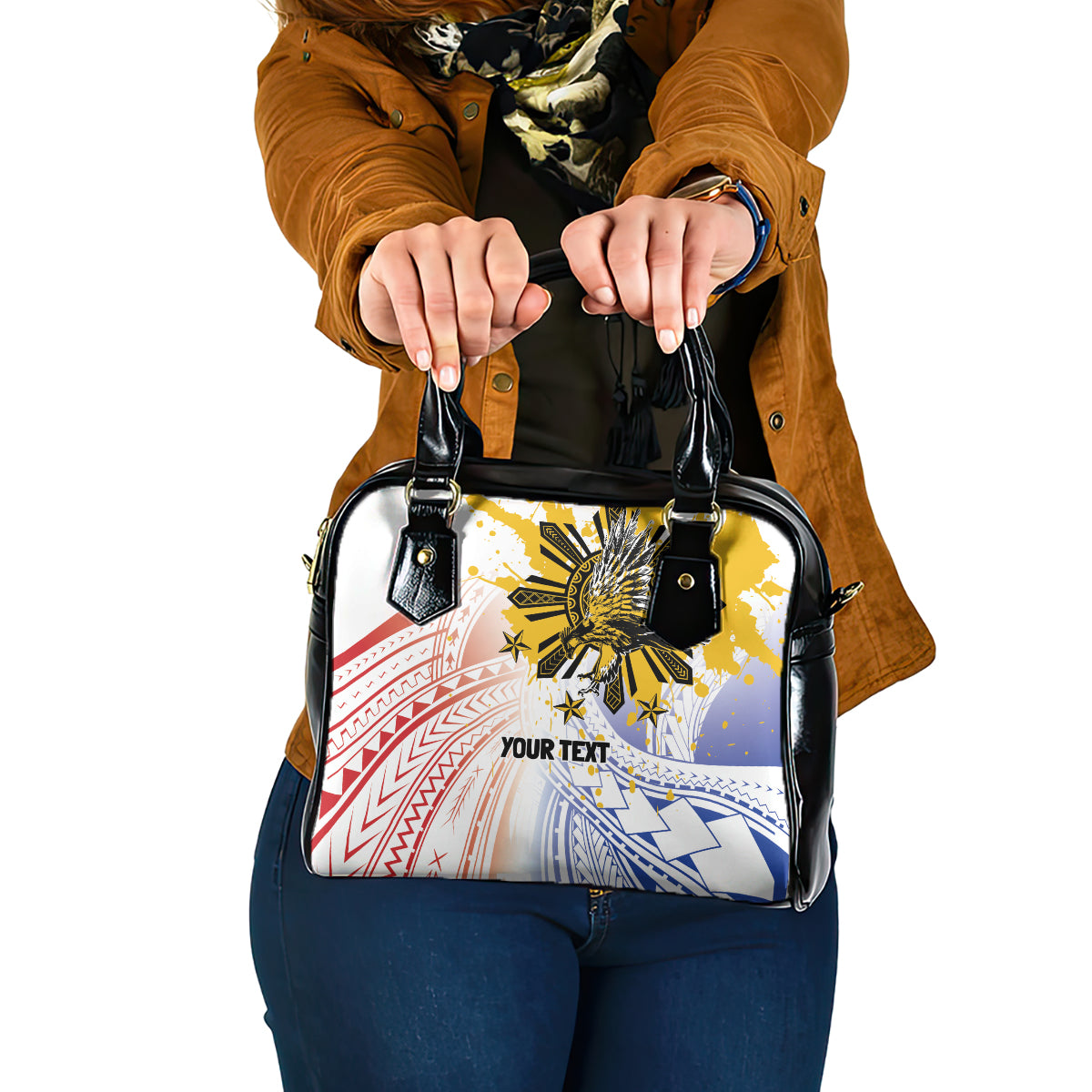 Philippines Independence Day Shoulder Handbag Eagle Mix Filipino Flag Tribal Style LT7 One Size White - Polynesian Pride