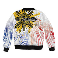 Philippines Independence Day Sleeve Zip Bomber Jacket Eagle Mix Filipino Flag Tribal Style LT7 - Polynesian Pride