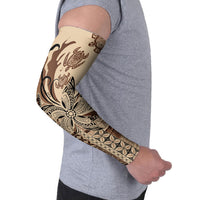 Talofa Samoa Mamanu Siapo Mix Malu Arm Sleeves Classic Beige Frangipani and Turtles