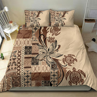 Talofa Samoa Mamanu Siapo Mix Malu Bedding Set Classic Beige Frangipani and Turtles